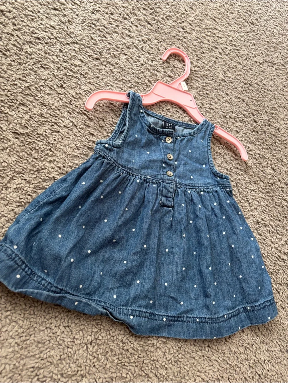 GAP Denim Polka Dot Sleeveless Dress Top - Blue